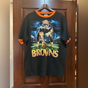 Vintage Black and Orange Browns Football Graphic T-Shirt size XL